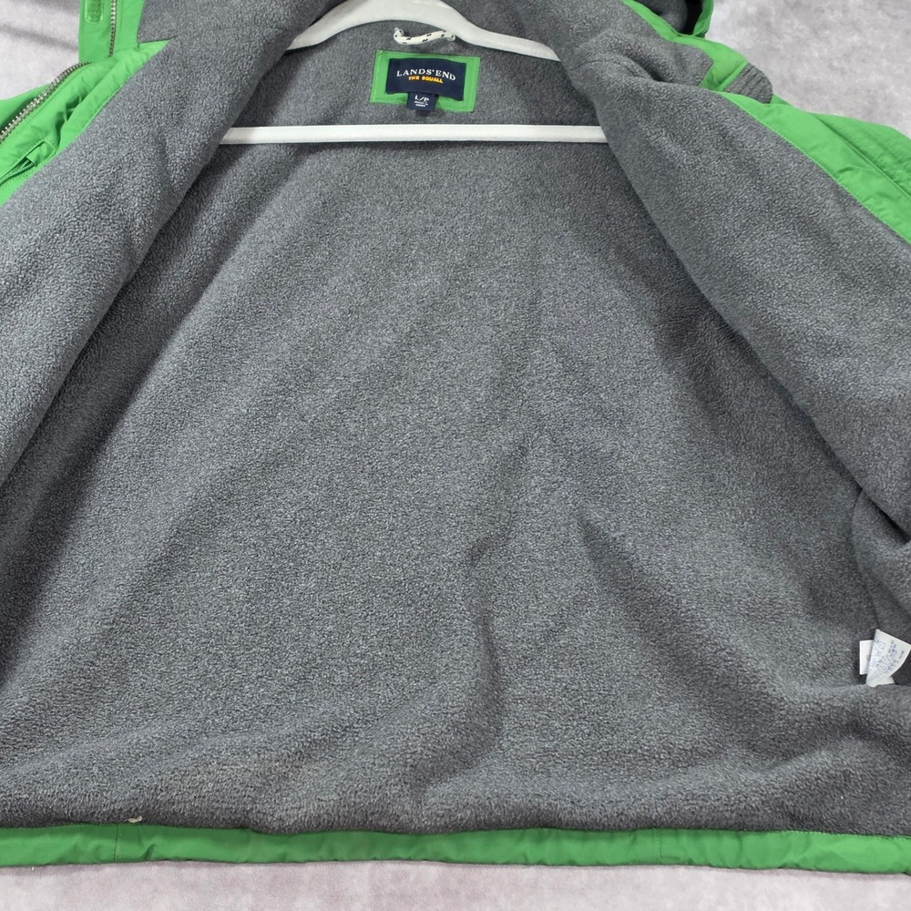 Lands End Squall Jacket Kids L 14-16 Green Good Waterproof Fleece Lined Hooded - Picture 12 of 16